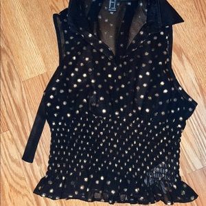 Black W gold polka dots